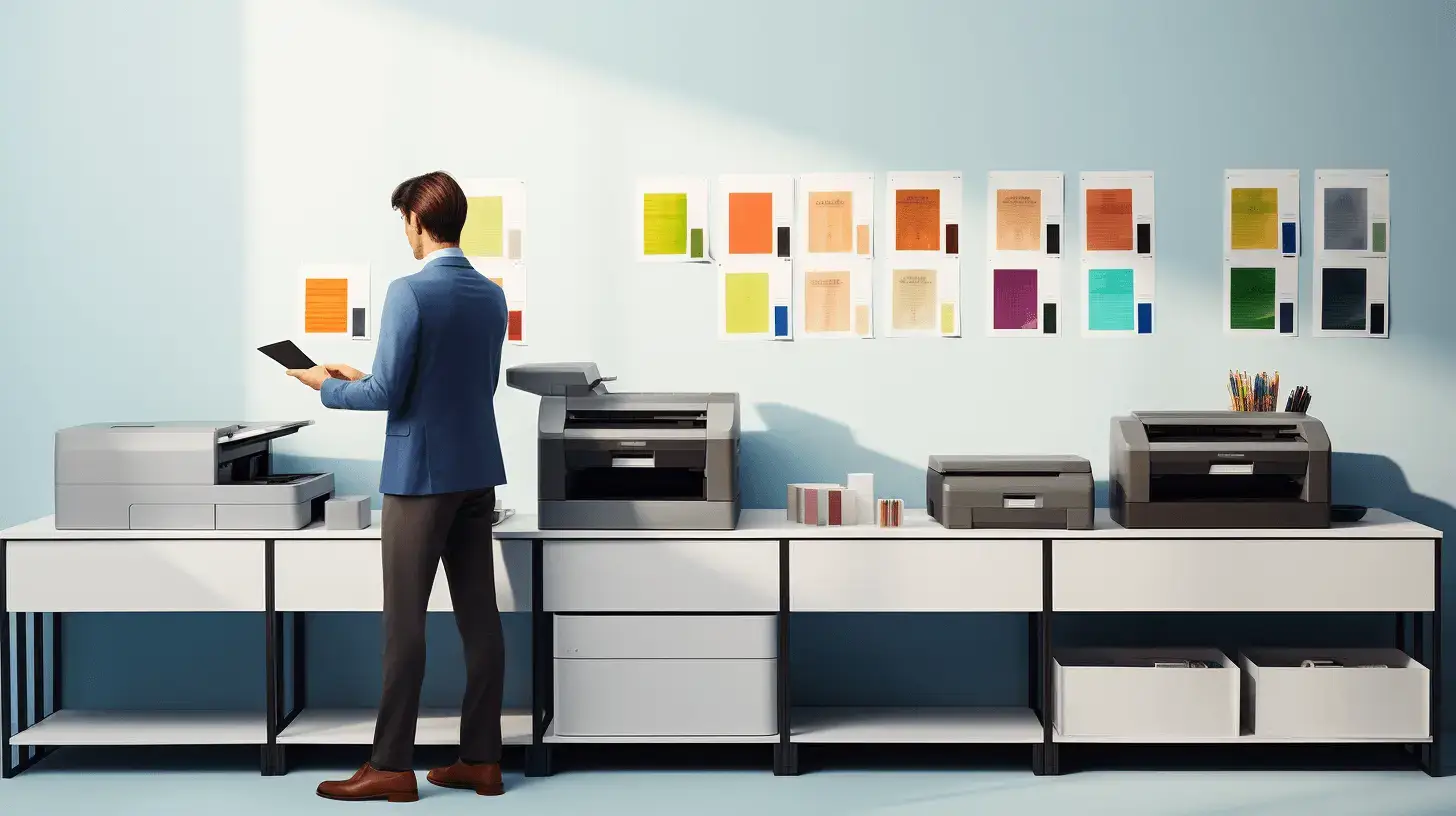 A person carefully selecting art prints